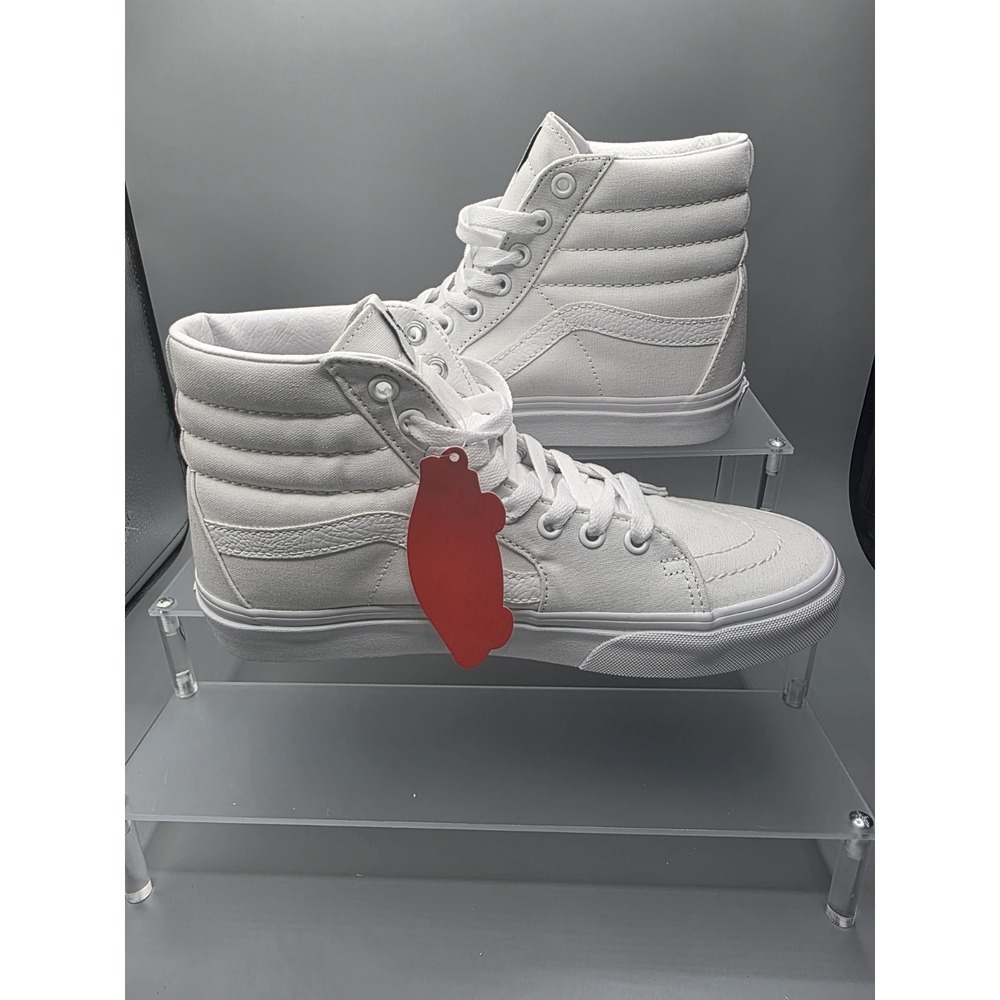 Vans Sk8-Hi Sneakers Monochrome True White Canvas HighTop Men's 6.5 Women's Sz 8